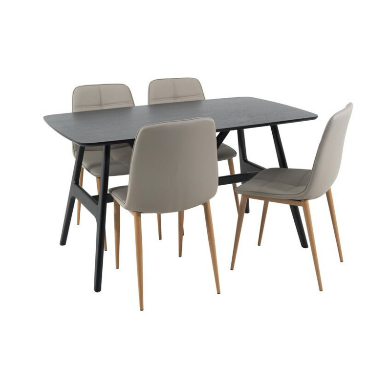 ScS Living Torino Black Stain Dining Table & 4 Mink Chairs by SCS