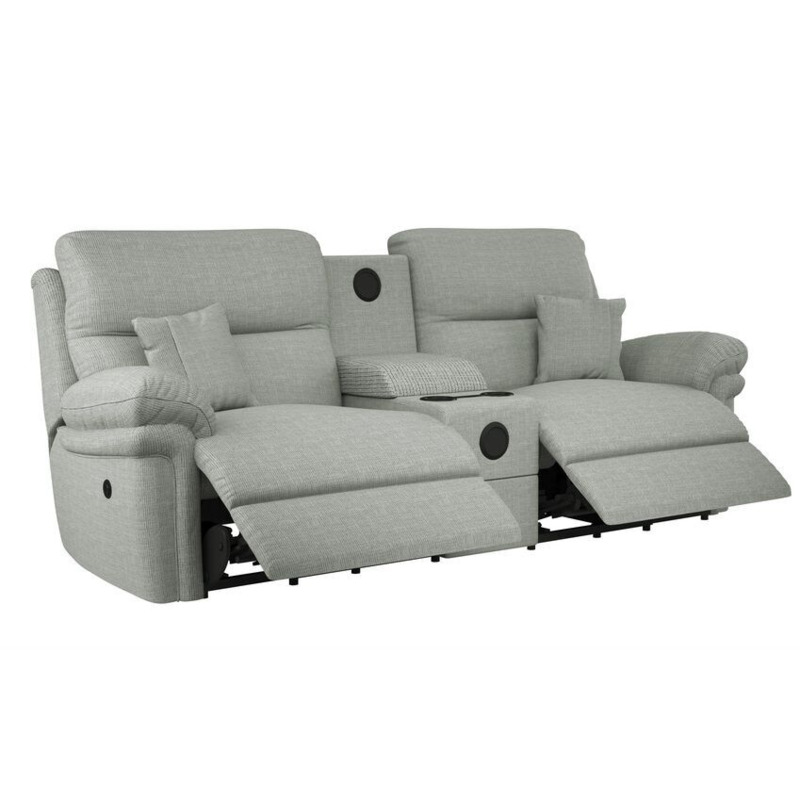 La-Z-Boy Grey Nevada Fabric 3 Seater Power Recliner Sofa with Audio by ...