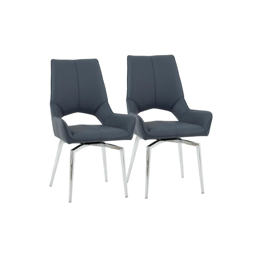 ScS Signature Lisbon Pair of Blue Swivel Dining Chairs by SCS