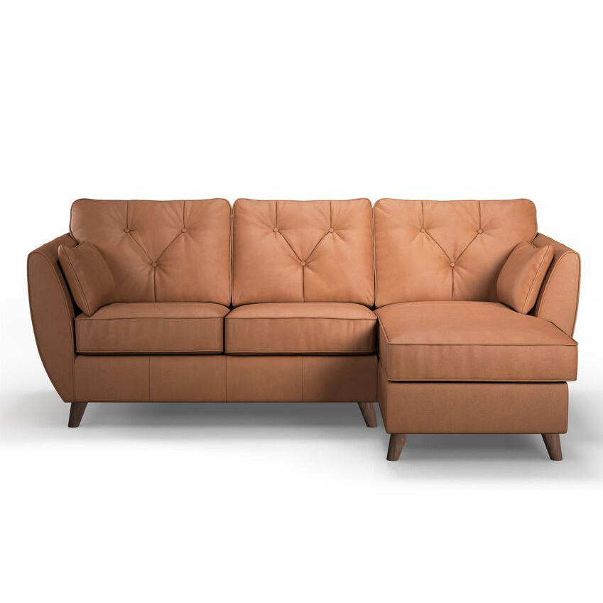 ScS Living Brown Hoxton Leather 3 Seater Right Hand Facing Chaise Sofa ...