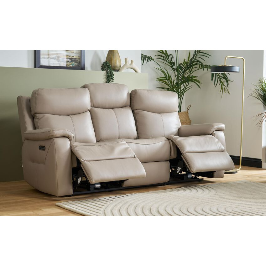 La-Z-Boy Fabric Daytona Leather 3 Seater Power Recliner Sofa with Head ...