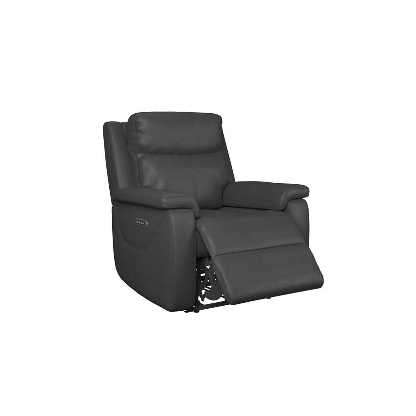 LaZBoy Grey Daytona Leather Power Recliner Chair with Head Tilt