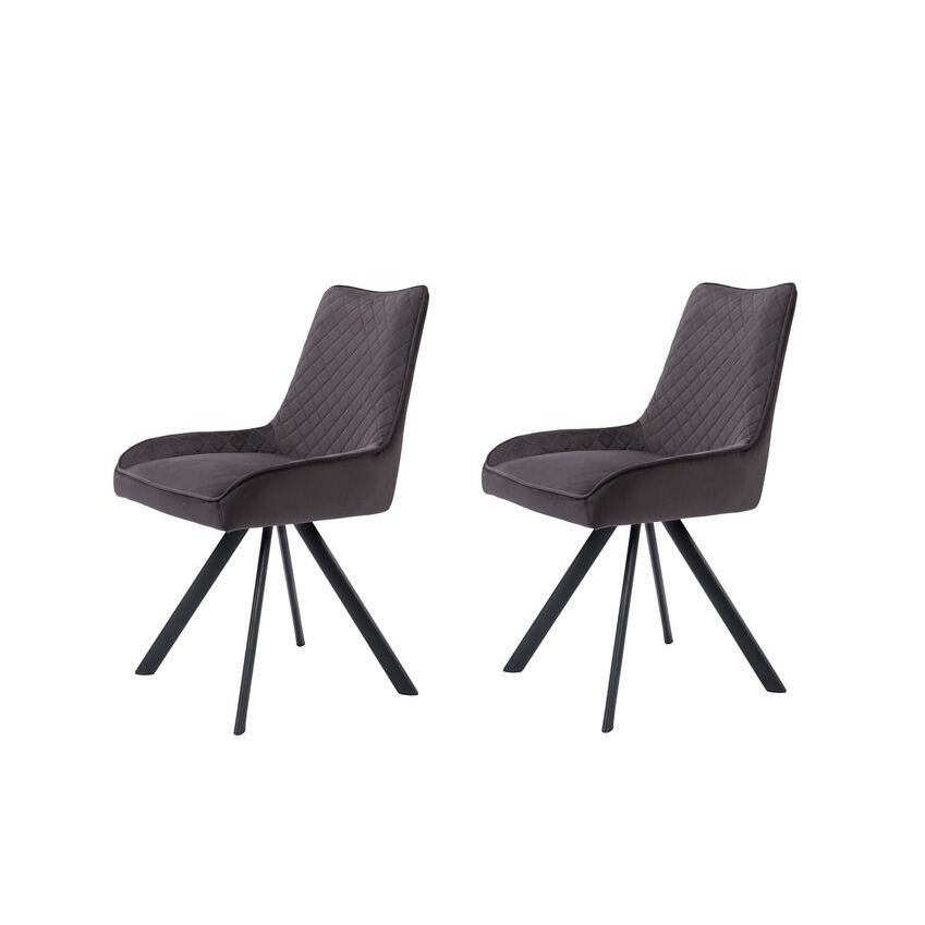 ScS Living Canberra Pair of Grey Velvet Dining Chairs by SCS