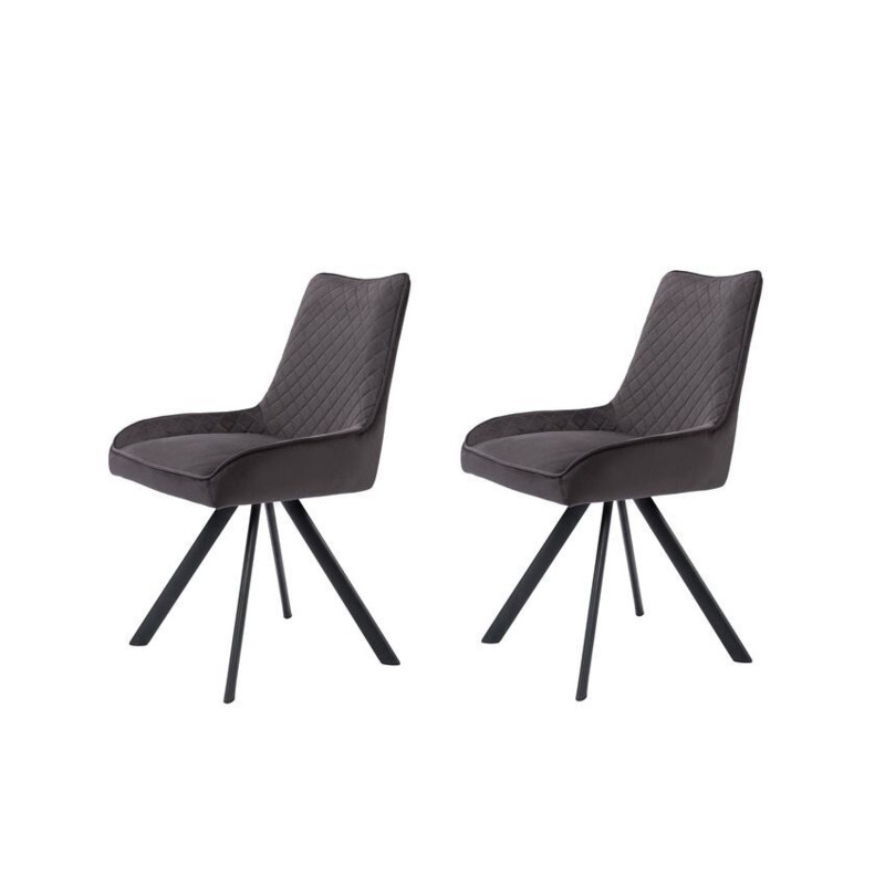 ScS Living Canberra Pair of Grey Velvet Dining Chairs by SCS