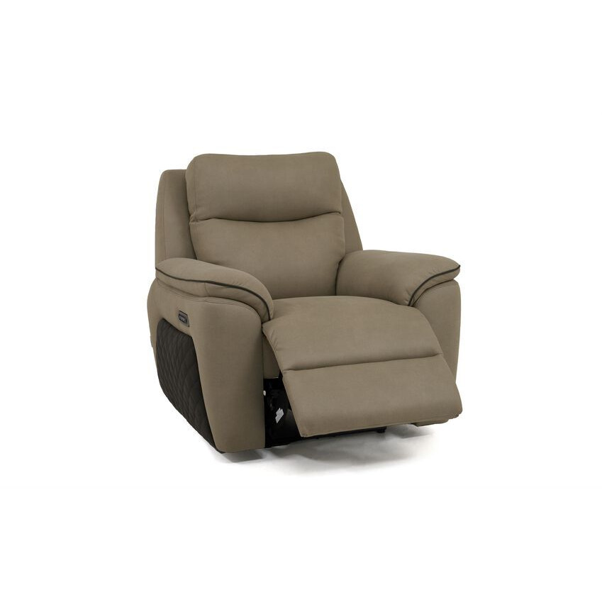 LaZBoy Grey Fabric Lyle Leather Power Recliner Chair with Head Tilt & Lumbar by SCS