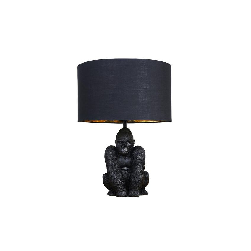 ScS Living King Gorilla Black Table Lamp with Black & Gold Shade by SCS