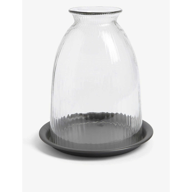 Recycledglass candle holder with tray 17.6cm x 18cm by Selfridges