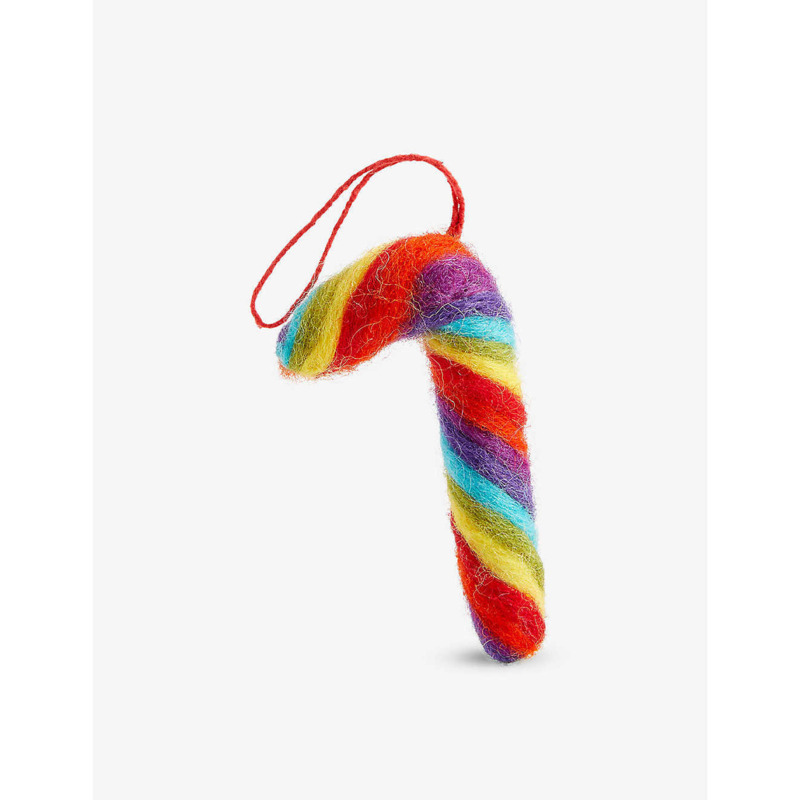 Rainbow Candy Cane felt Christmas decoration by Selfridges