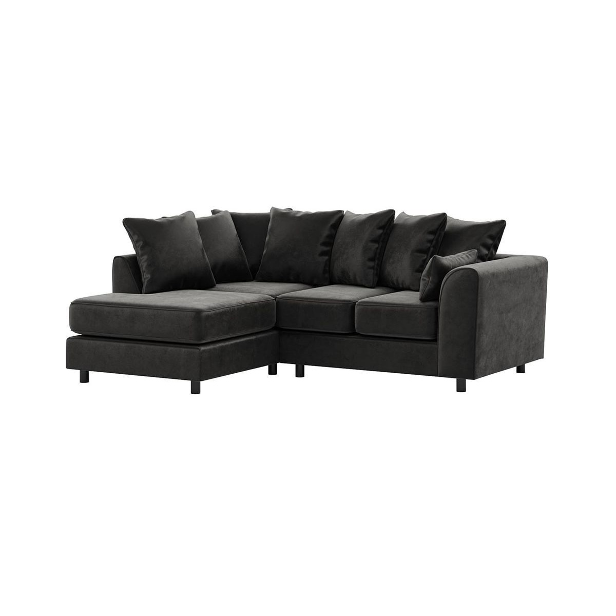 Dillon Velvet Left Hand Corner Sofa, black by SLF24