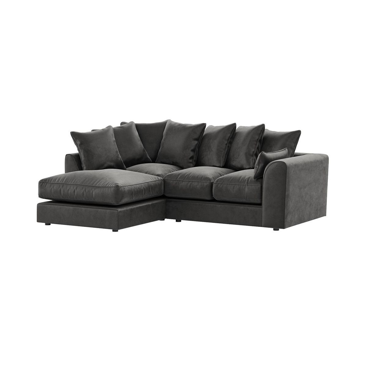 Dillon Velvet Left Hand Corner Sofa, dark grey by SLF24