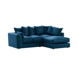 Dillon Velvet Right Hand Corner Sofa, navy blue, blue