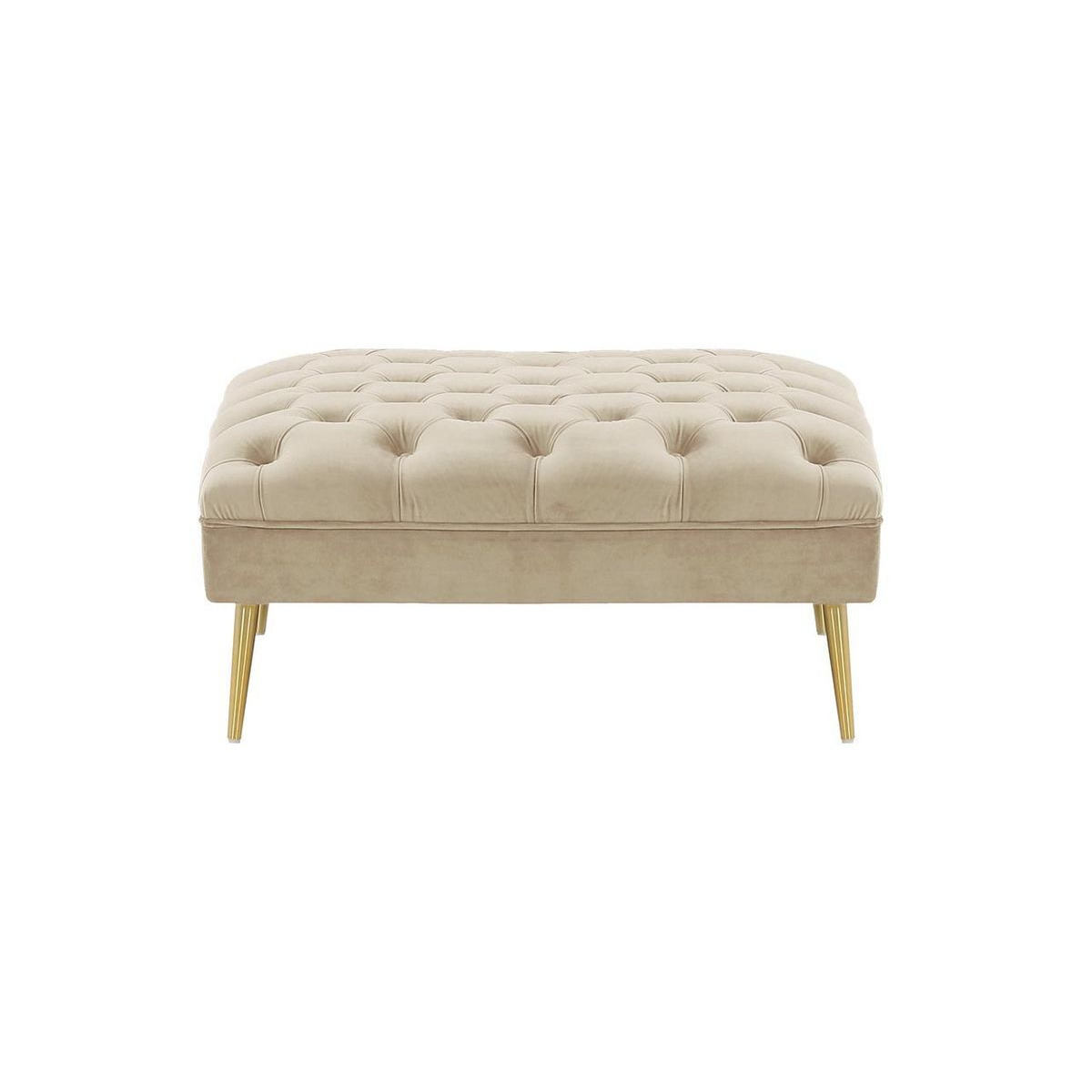 Chesterfield Modern Footstool, light beige, Leg colour gold metal by