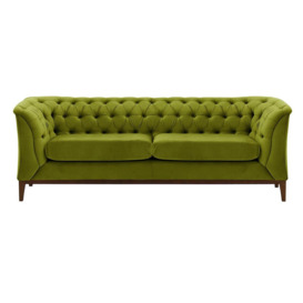 Chesterfield Modern 2,5 Seater Sofa Wood, olive green, Leg colour: dark oak