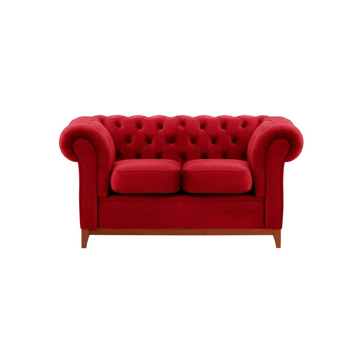 Chesterfield Wood 2Seater Sofa, dark red, Leg colour aveo by SLF24