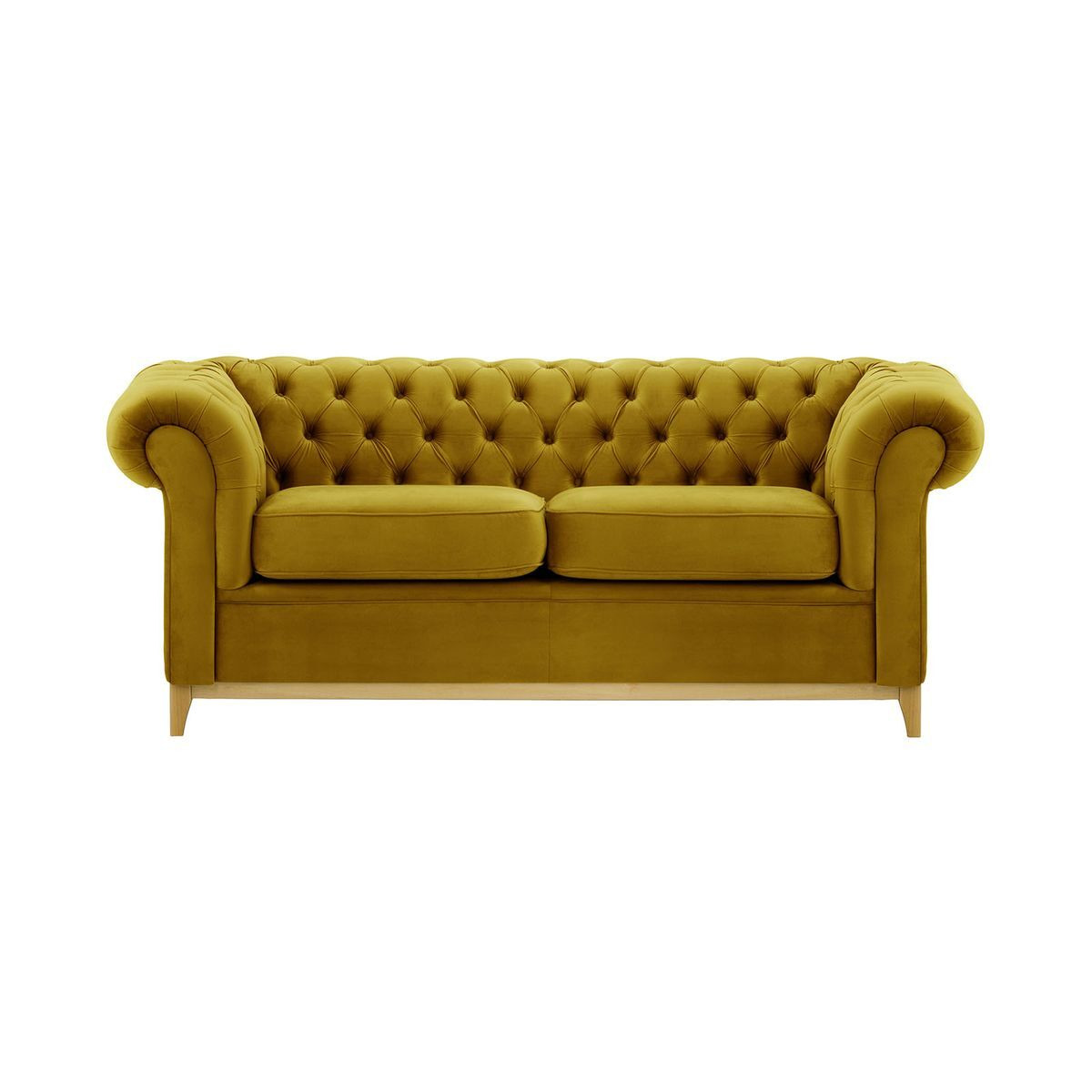 Chesterfield Wood 3Seater Sofa, olive green, Leg colour like oak by