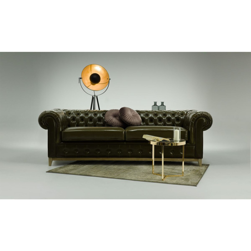 Chesterfield Max Wood 3 Seater Sofa in Vegan Leather, antracite, Leg colour aveo by SLF24