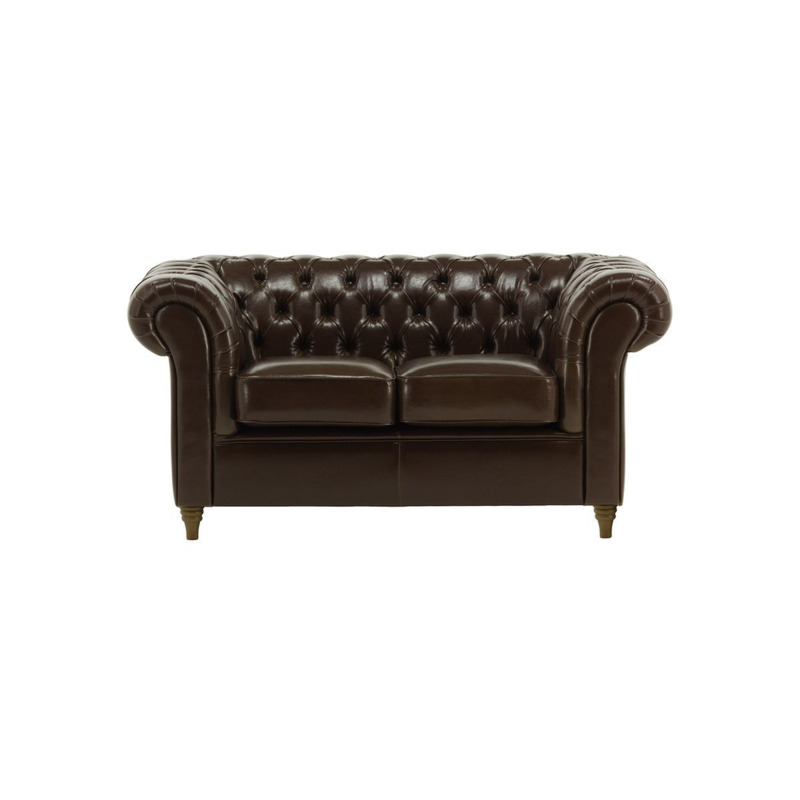 Chesterfield 2 Seater Sofa in Vegan Leather, antracite, Leg colour wax black by SLF24