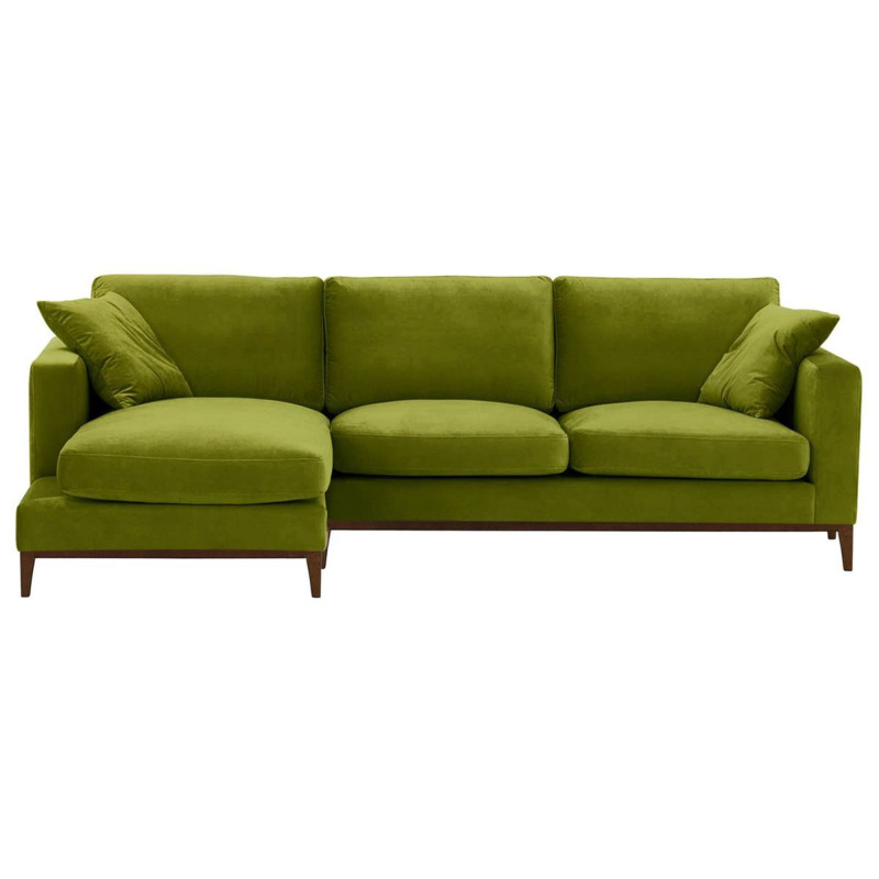 Covex Wood LeftHand Corner Sofa, olive green, Leg colour dark oak by SLF24
