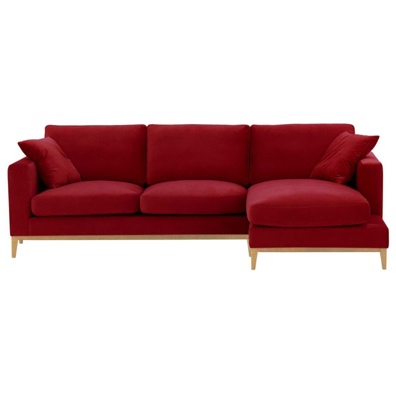 Covex Wood RightHand Corner Sofa, dark red, Leg colour like oak by
