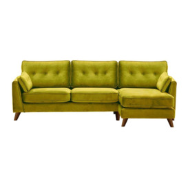 Magnus Right Hand Corner Sofa, olive green, green, Leg colour: dark oak