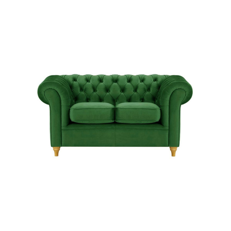 Chesterfield 2 Seater Sofa, dark green, Leg colour like oak by SLF24