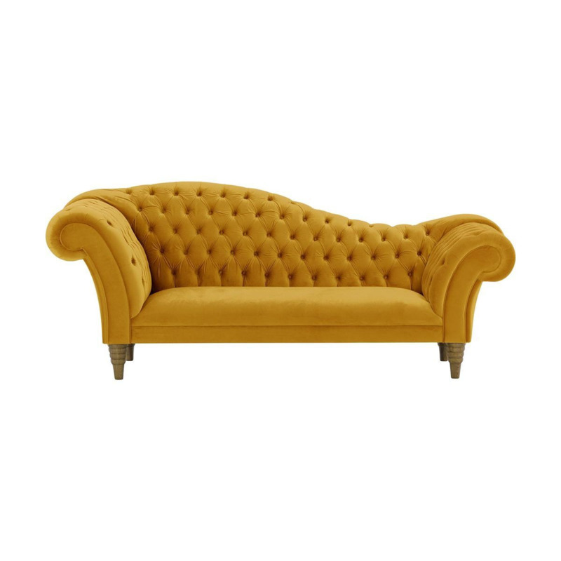 Chester Chaise Lounge Sofa, mustard, Leg colour wax black by SLF24