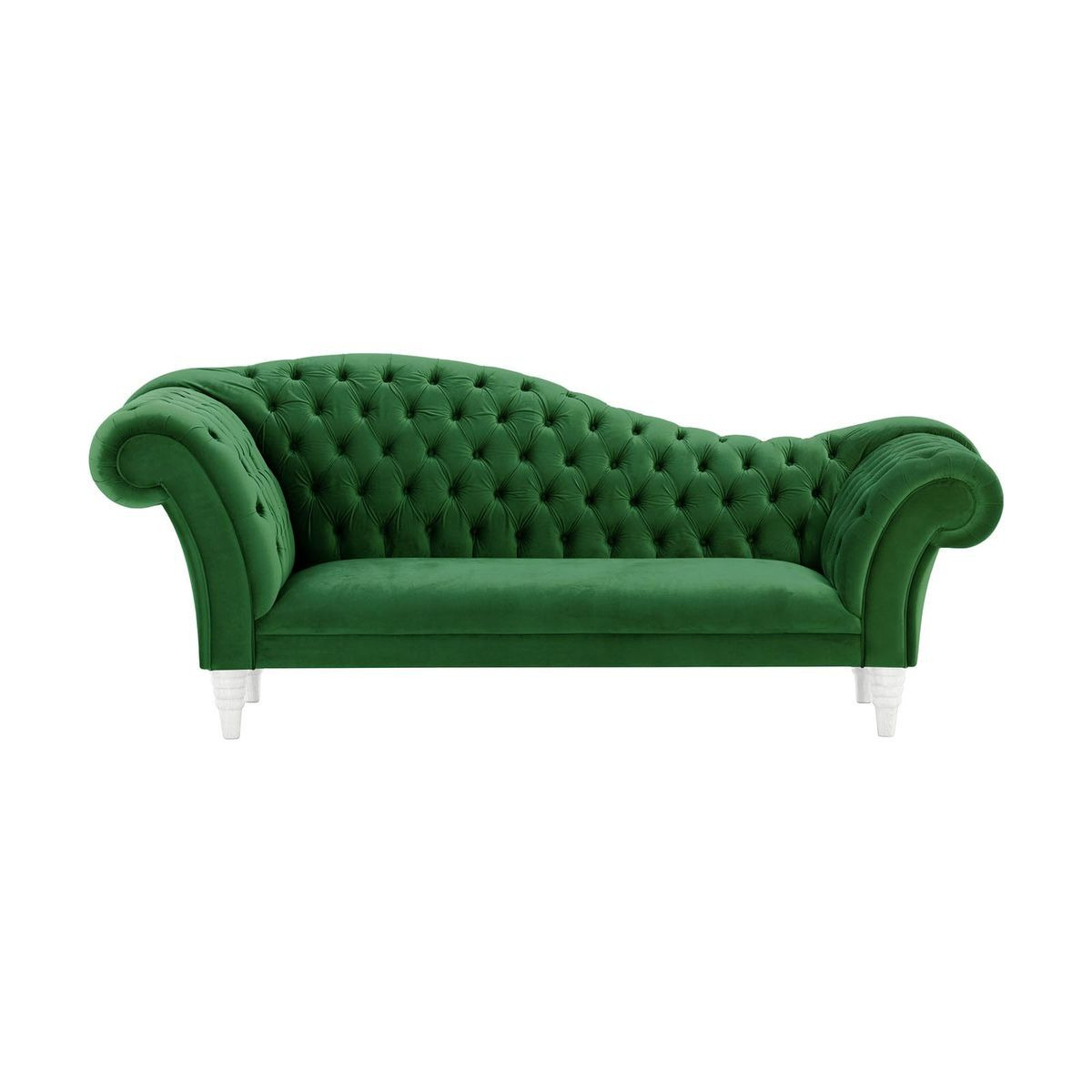 Chester Chaise Lounge Sofa, dark green, Leg colour white by SLF24