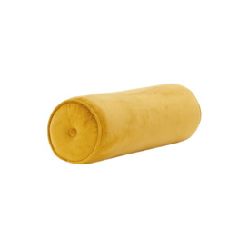 Velvet bolster cushion, mustard
