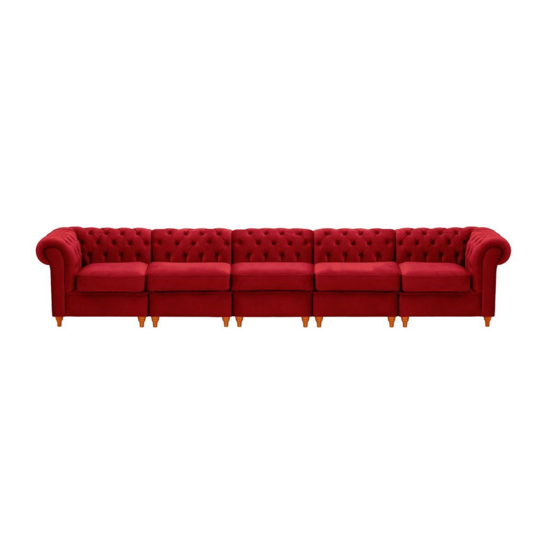 Chesterfield 5-piece Modular Sofa, dark red, Leg colour: aveo by SLF24 ...