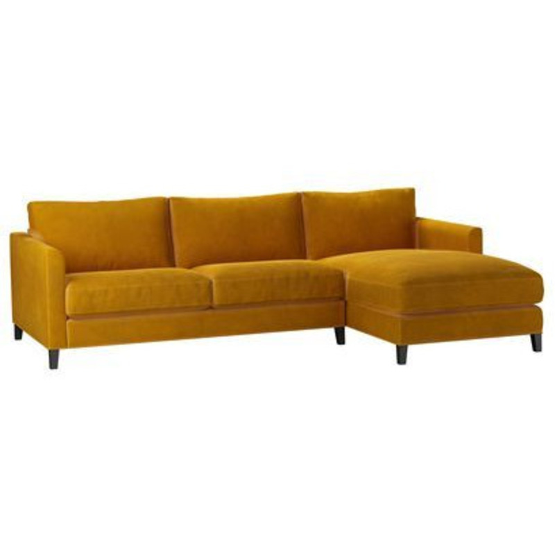 Izzy Medium RHF Chaise Sofa in Amber Smart Velvet by sofa