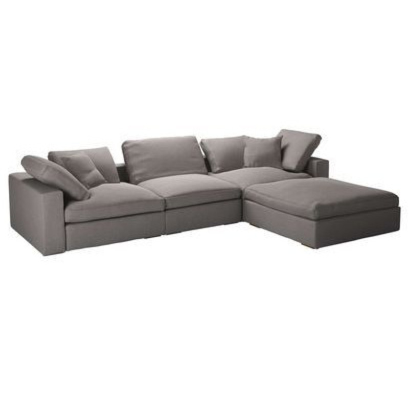 Long Island Complete Modular Set with Footstool in Pigeon Grey Easy Cotton by sofa