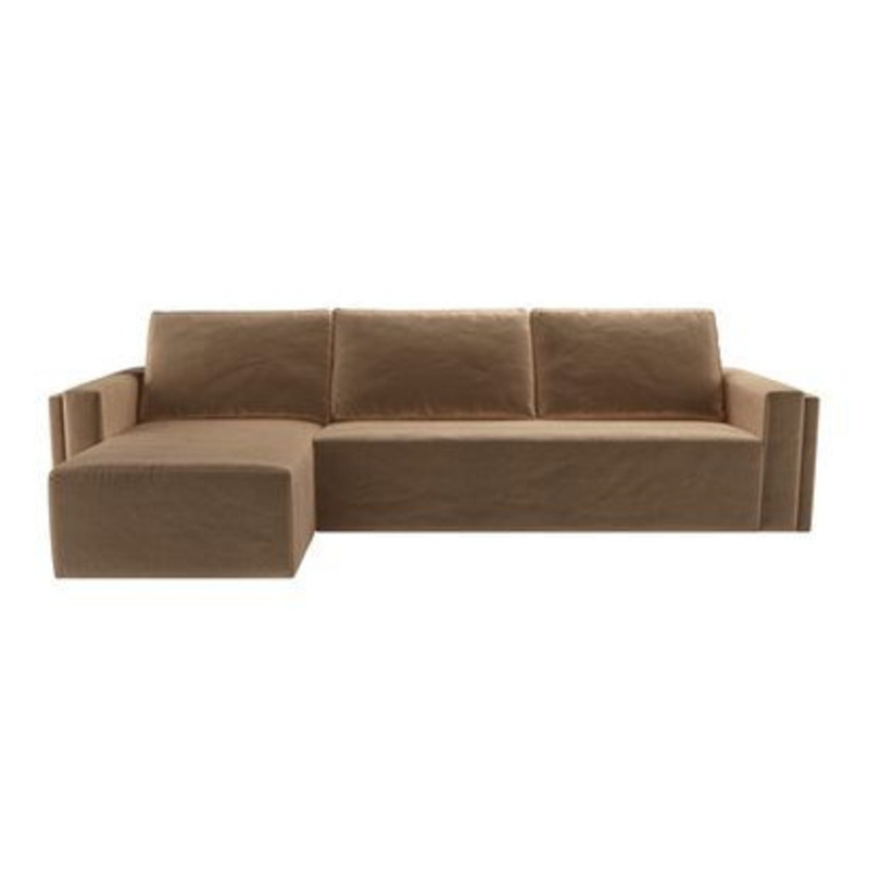 Oswald Left Hand Open End Corner Sofa in Spiced Latte Pure Cotton Matt