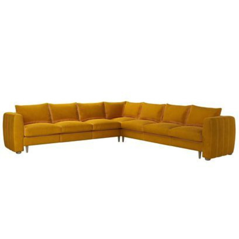 Tiffany Slim Large Corner Sofa in Amber Smart Velvet by sofa