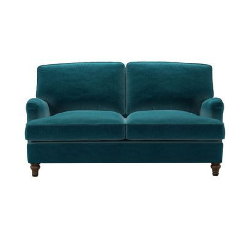 Bluebell 2 Seat Sofa Bed in Deep Turquoise Cotton Matt Velvet sofa