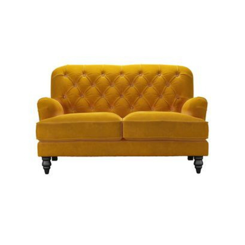 Snowdrop Button Back 2 Seat Sofa in Amber Smart Velvet by