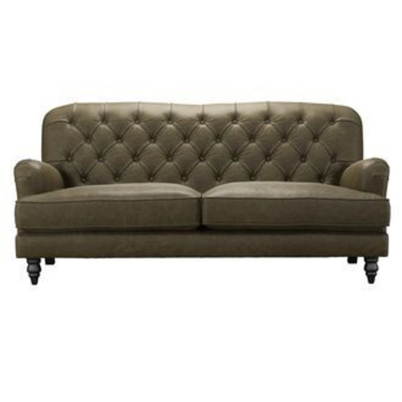 Snowdrop Button Back 3 Seat Sofa (breaks down) in Dark Moss Antique