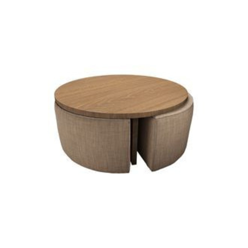 Woody Coffee Table and Nesting Stool Set in Driftwood by