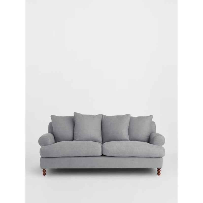 Audrey Two Seater Sofa, Linen Light Grey by Soho Home Ltd