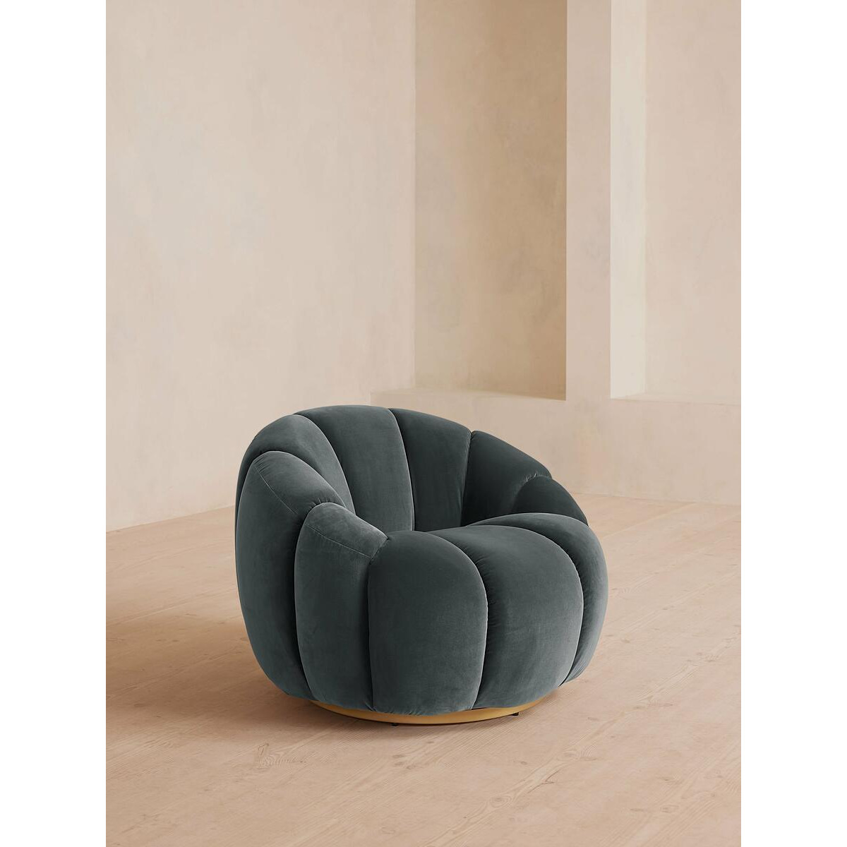 Grey Blue Velvet Swivel Armchair - Garret Armchair | Soho House Favourite by Soho Home Ltd ...