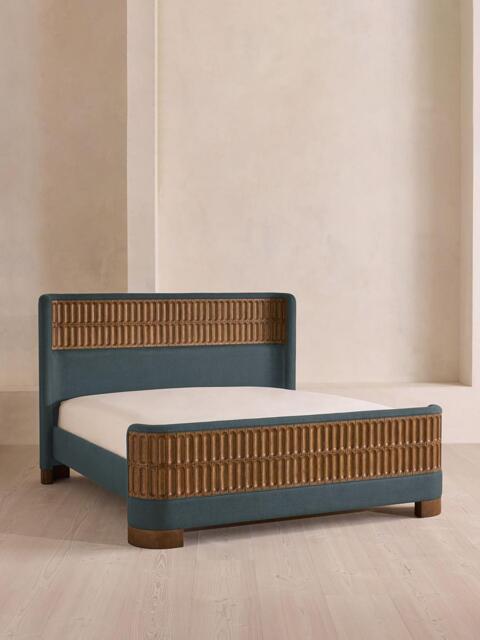 Devon Bed, Superking, Linen, Prussian Blue by Soho Home Ltd | uFurnish.com