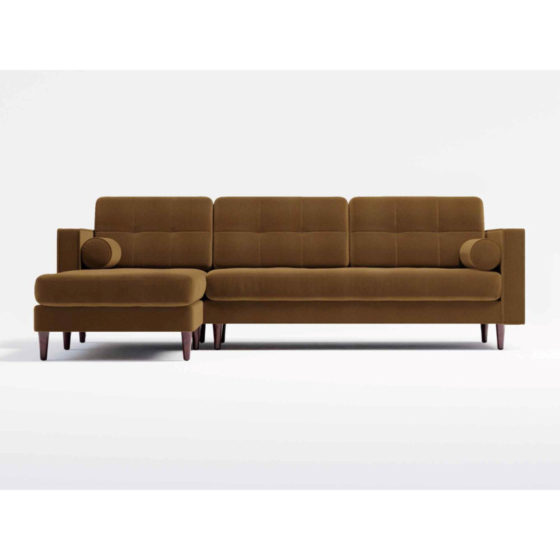 Hayes 4 Seater Left Hand Chaise Sofa Tan Leather by Splendour Sofas