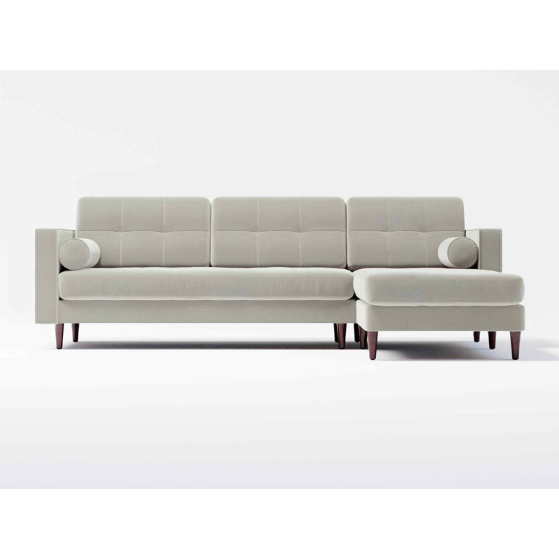 Hayes 4 Seater Right Hand Chaise Sofa White Leather by Splendour Sofas