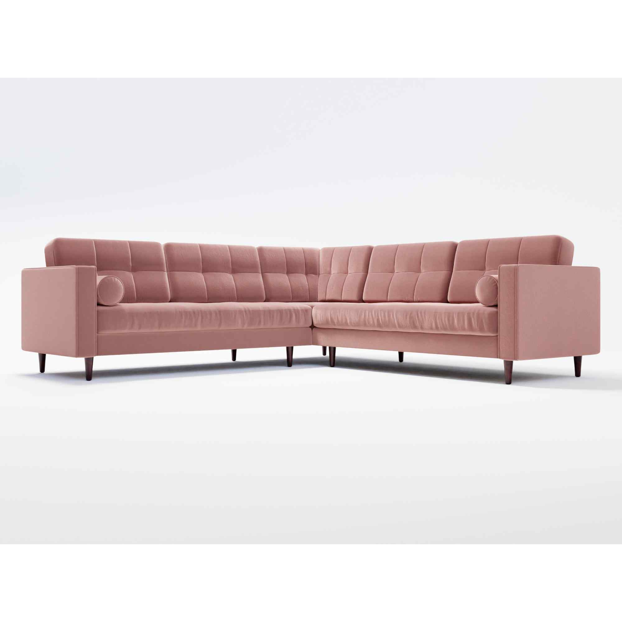Hayes Corner Velvet Sofa Blush Pink Velvet by Splendour Sofas