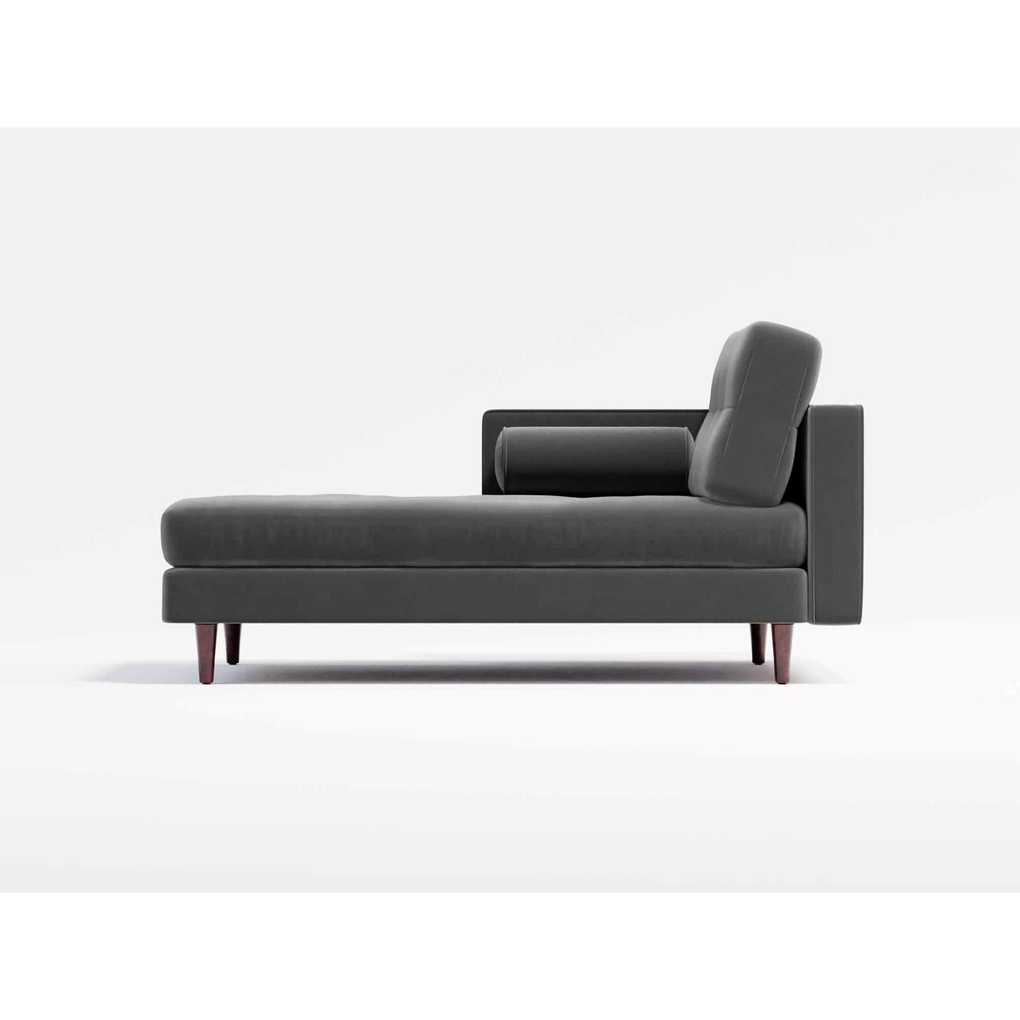 Hayes Left Hand Chaise Lounge Light Grey Velvet by Splendour Sofas