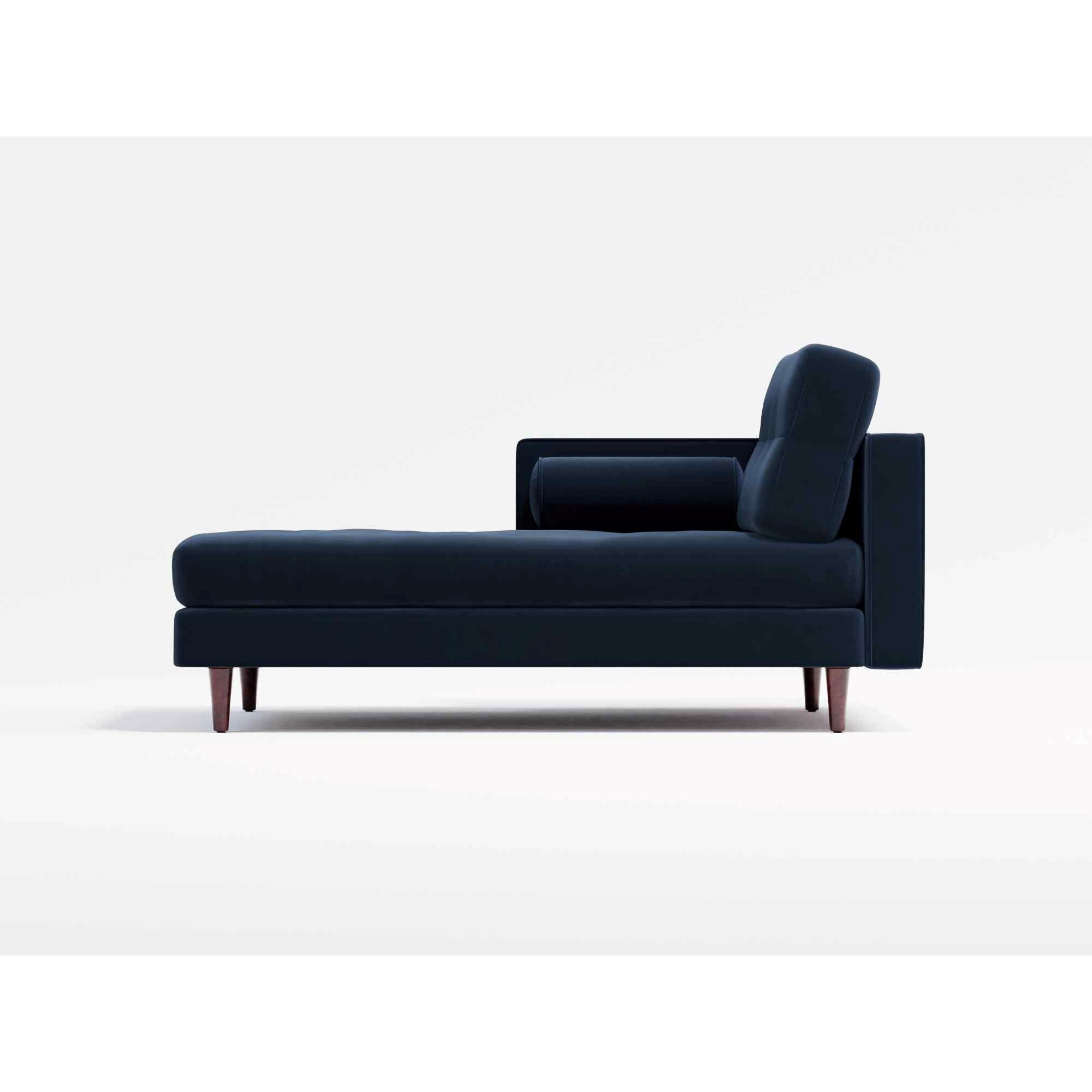 Hayes Left Hand Chaise Lounge Navy Blue Velvet by Splendour Sofas