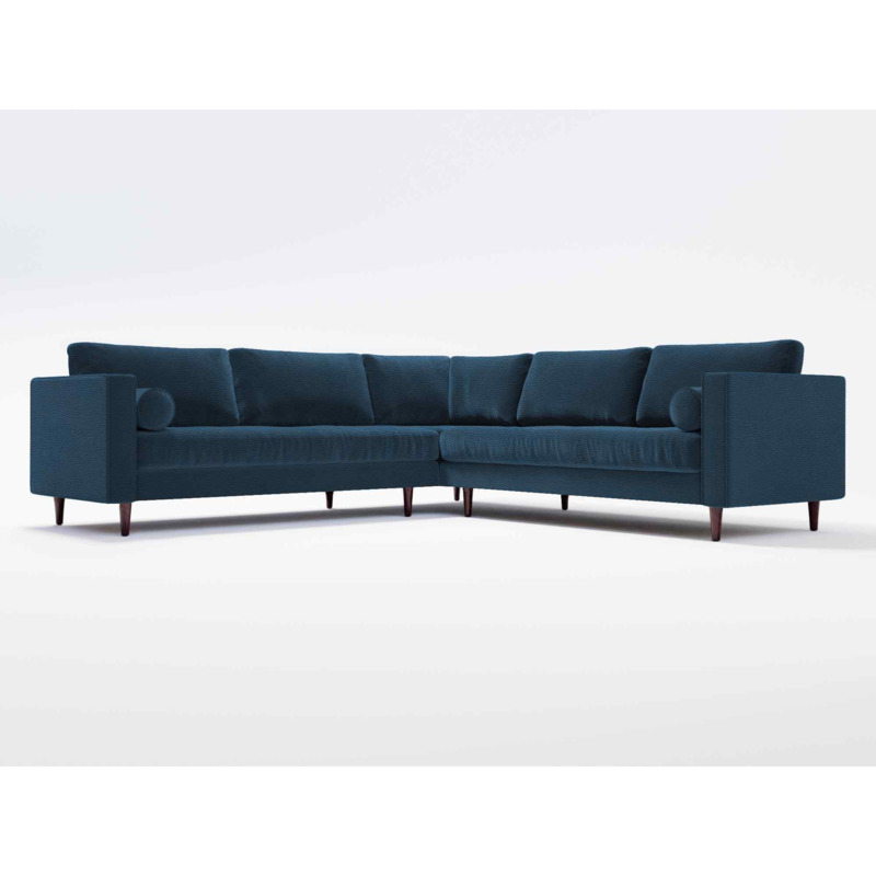Jacob Corner Sofa Navy Blue Leather by Splendour Sofas
