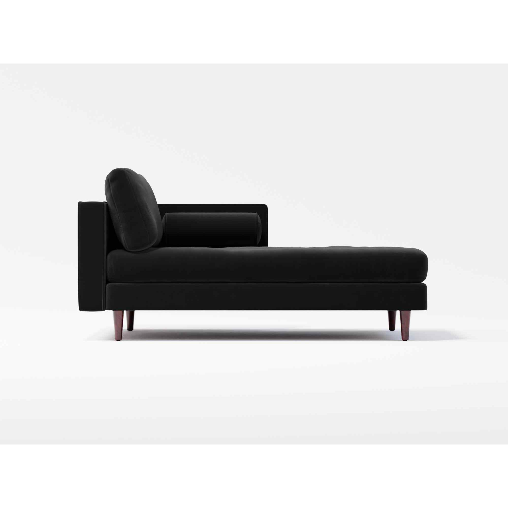 Jacob Velvet Right Hand Chaise Lounge Deep Black Velvet by Splendour