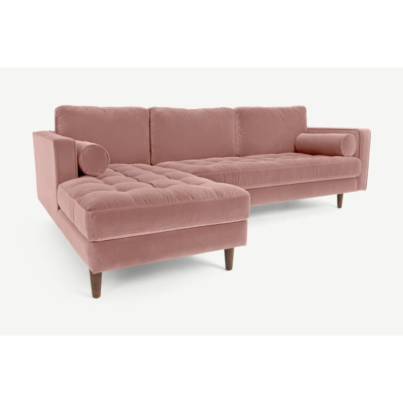 Scott 4 Seater Left Hand Chaise Velvet Sofa - Blush Pink Velvet by ...