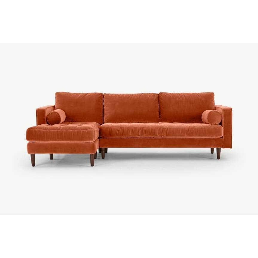 Scott 4 Seater Right Hand Chaise Sofa Burnt Orange Velvet by Splendour ...