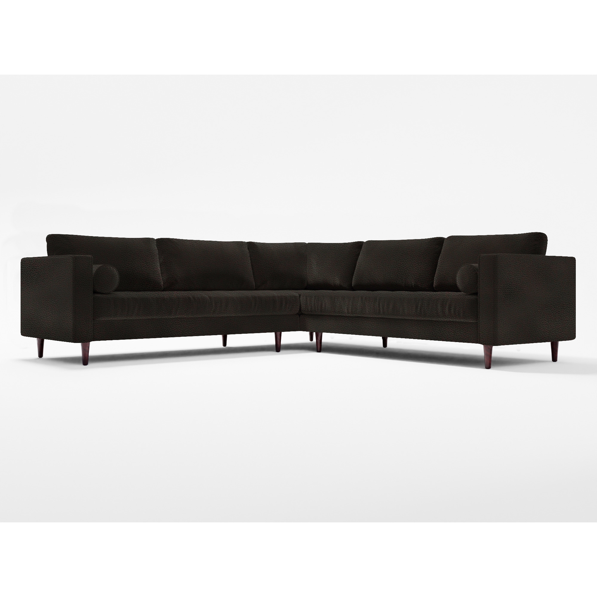 Scott Corner Leather Sofa Black Leather by Splendour Sofas